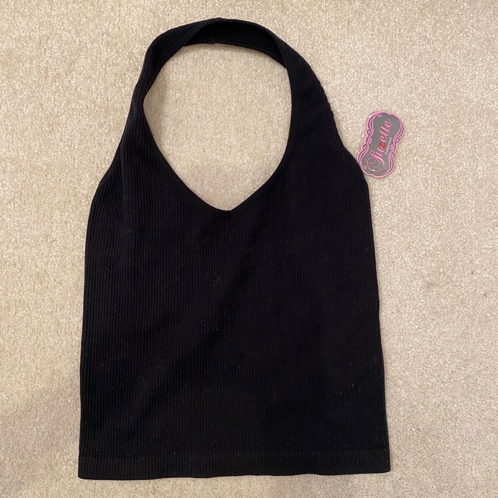 Black Halter Crop Top